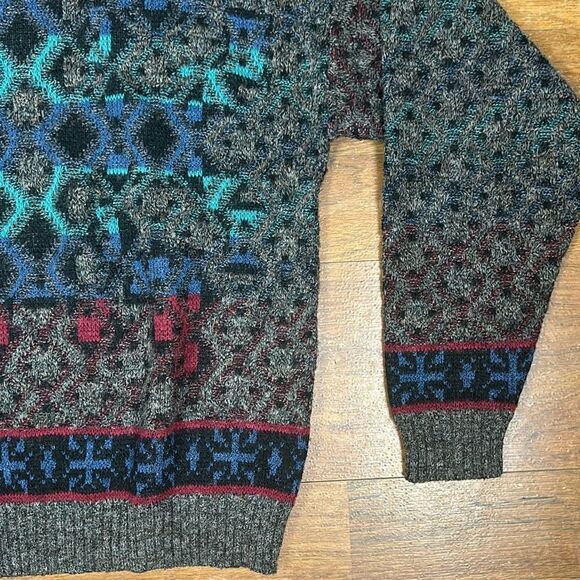 Mens vintage 90s knit wool blend sweater coogi style LONDON FOG medium crew neck - Picture 6 of 10